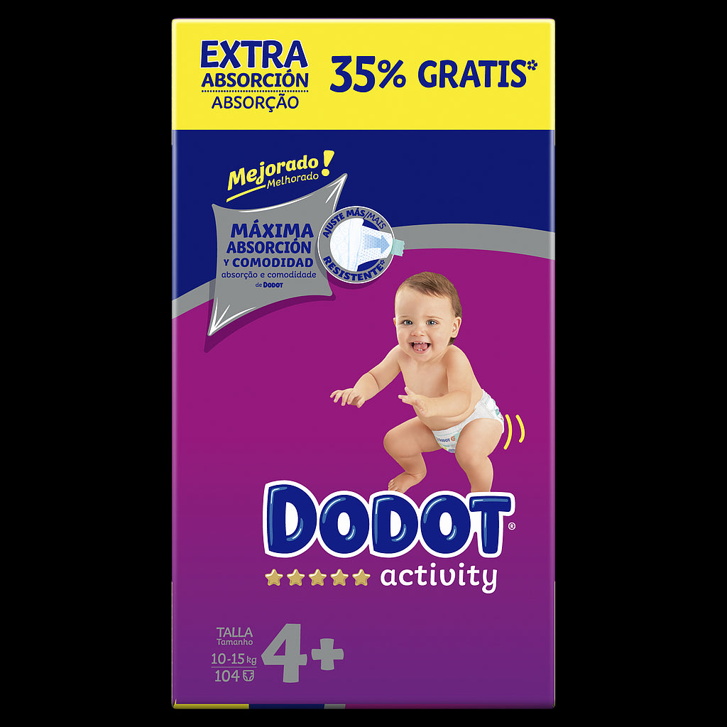 Dodot Activity Pañales Talla 4+ (10-15 Kg), 104 Unidades