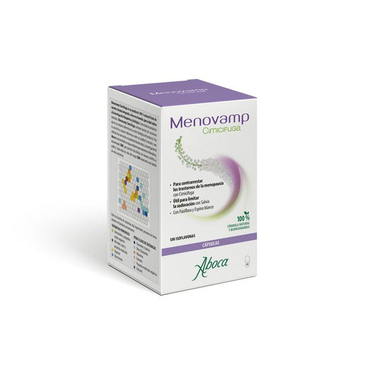 Aboca Menovamp Black Cohosh Combate as perturbações da menopausa, com sálvia, passiflora e espinheiro, 60 cápsulas