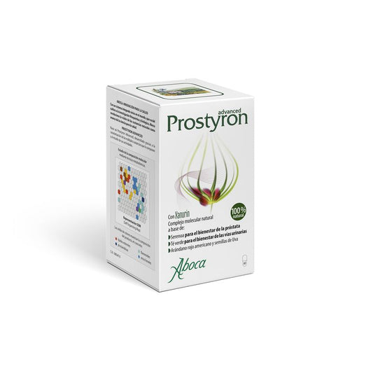 Aboca Prostyron Advanced Prostate and Urinary Tract Wellness, com Xanurin, Saw Palmetto, Chá Verde, 60 cápsulas