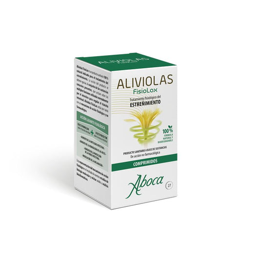 Aboca Aliviolas Fisiolax Prisão de ventre, regula o trânsito intestinal, ação fisiológica, 27 comprimidos