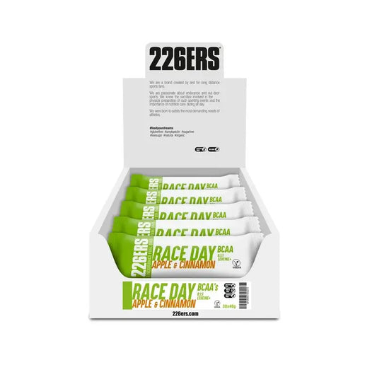 226Ers Race Day Bar – Bcaa  Barrita Energética Vegana Manzana Y Canela, 30x40 gr