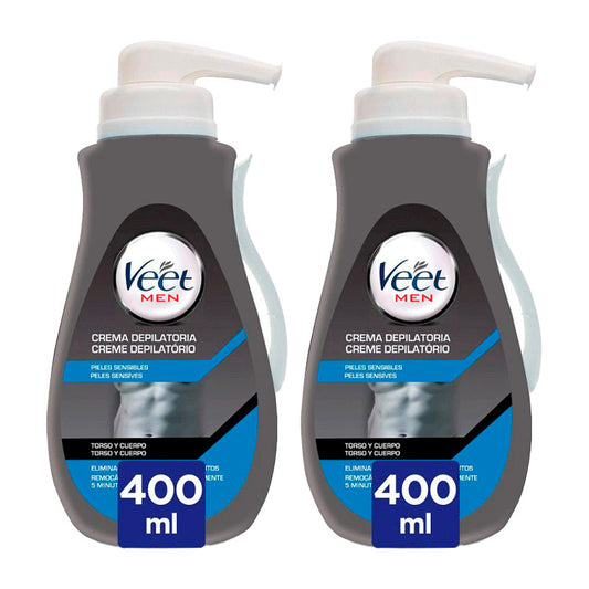 Veet Men Crema Depilatoria Pieles Sensibles, 2x400ml