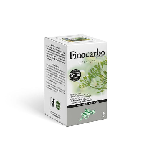 Aboca Finocarbo Plus Cápsulas de Gás Intestinal, Promove a Digestão, Carvão Vegetal, Camomila e Hortelã, 50 cápsulas
