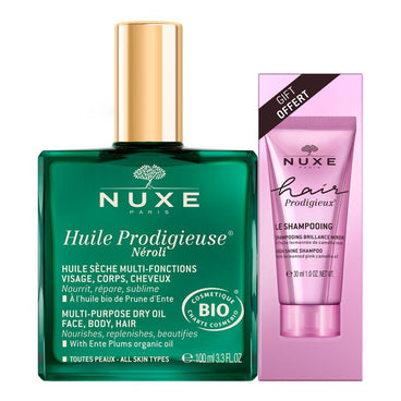 Nuxe Huile Prodigieuse Néroli 100Ml + Champô de oferta Sublime Hair Prodigieux Shine, 30 ml