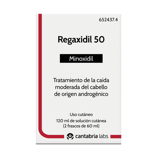 Regaxidil 50 mg/ml Minoxidil Solución Cutánea 2 Frascos de 60 ml