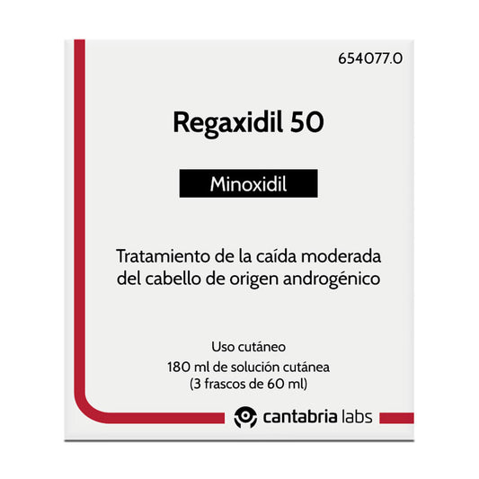 Regaxidil 50 mg/ml Minoxidil Solución Cutánea 3 Frascos de 60 ml