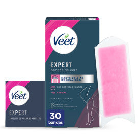 Veet Expert Cera Depilatória de Cera Fria, Manteiga de Karité, 30 Tiras