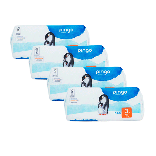 Pingo Pack 4X Fralda Ecológica Tamanho 3 Midi, 44 unidades.