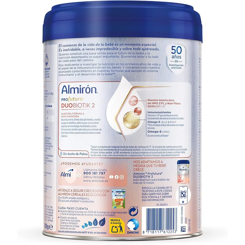 4 X Almiron Profutura 2 Milk Formula Powder, A partir de 6 Meses, 800 G
