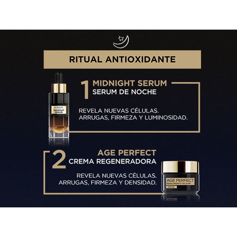 L'Oréal Paris Sérum da Meia-Noite Age Perfect Cellular Revival, Com Complexo Antioxidante, Sérum Facial de Noite