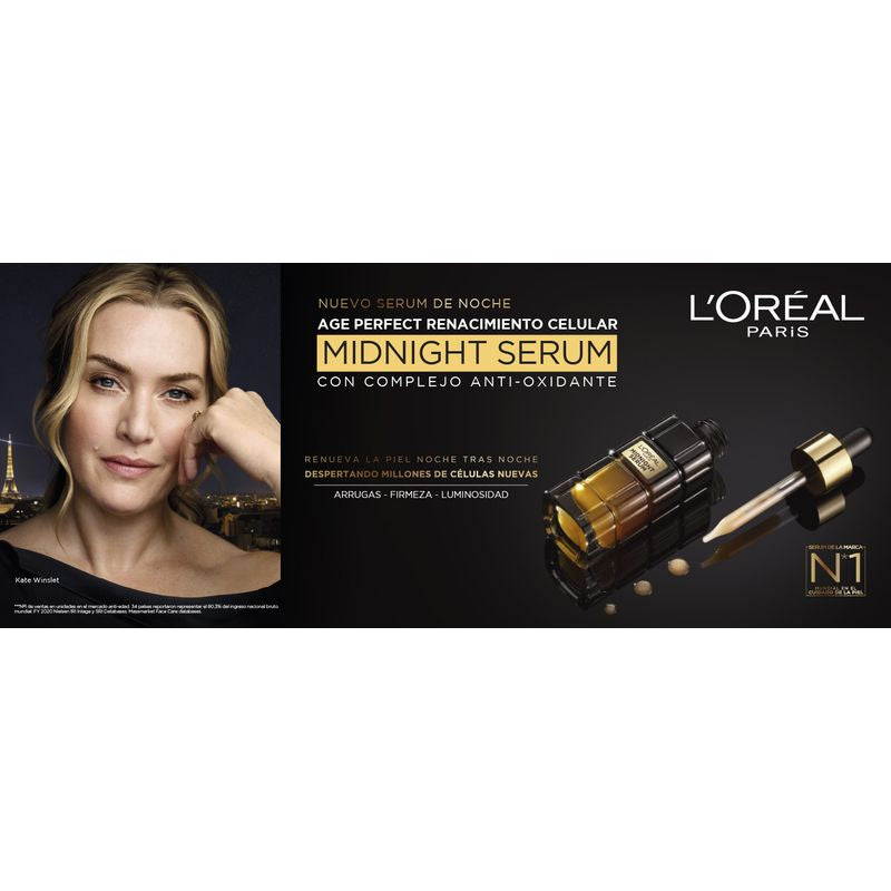 L'Oréal Paris Sérum da Meia-Noite Age Perfect Cellular Revival, Com Complexo Antioxidante, Sérum Facial de Noite