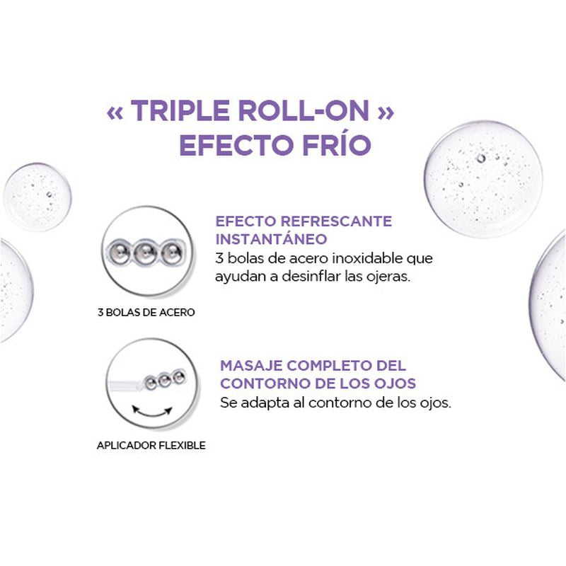 L'Oréal Paris Revitalift Filler Sérum para os Olhos: 2,5% Ácido Hialurónico e Cafeína, Roll-On Triplo