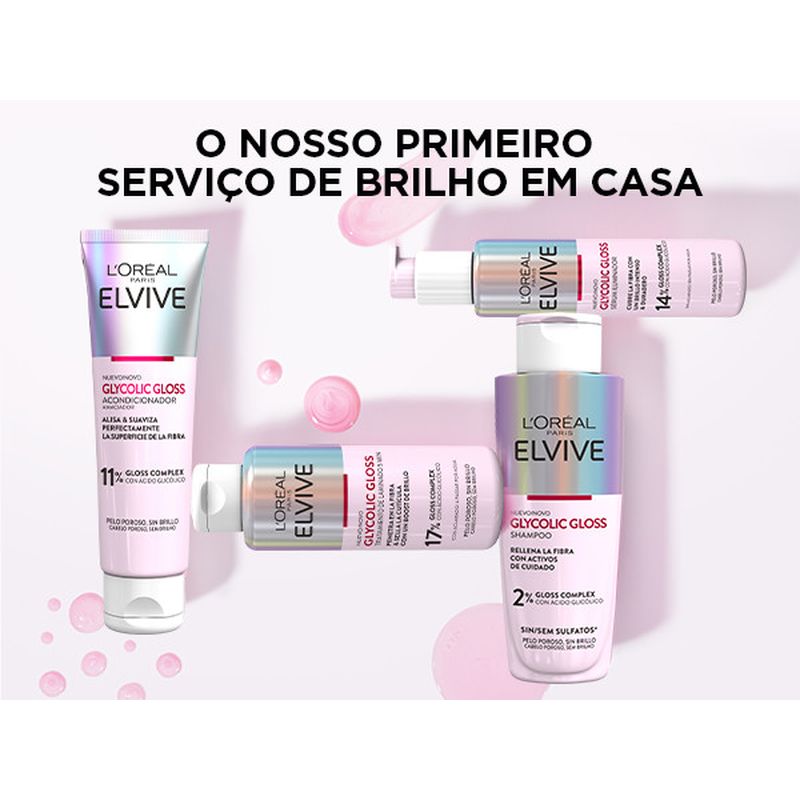 L'Oréal Paris Elvive Brilho Glicólico Champô com Ácido Glicólico Cabelo macio e brilhante