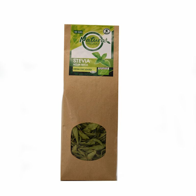 Natura Premium Stevia Embalagem Kraft de Folhas Secas Bio , 50 g