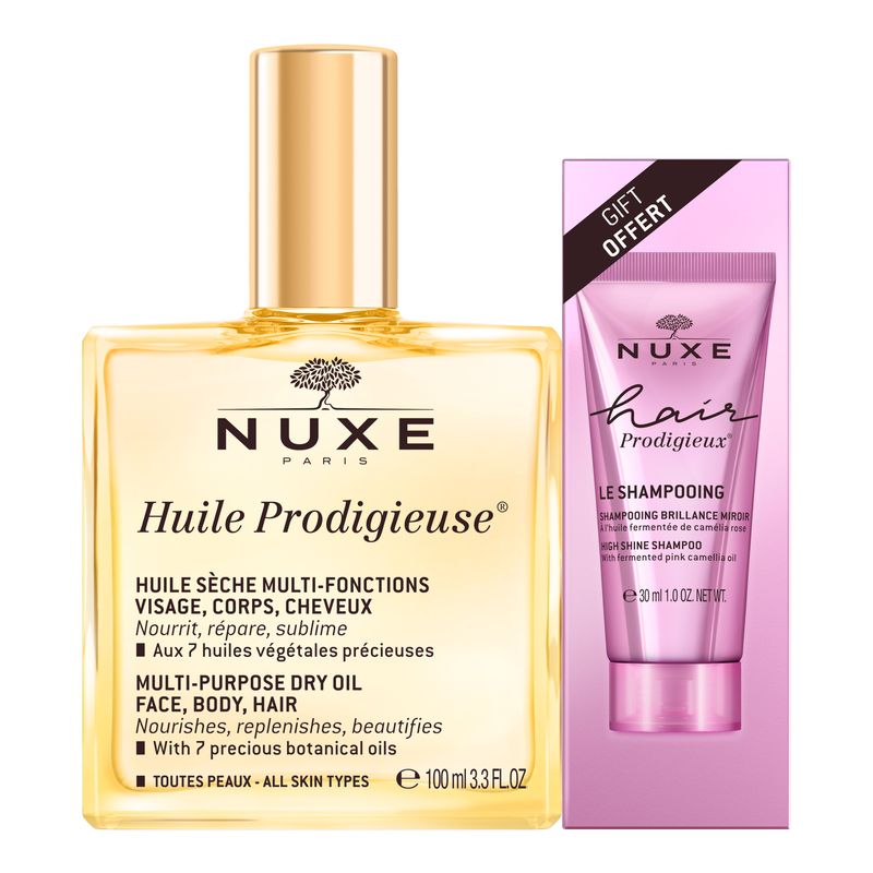 Nuxe Huile Prodigieuse, 100Ml + Champô de oferta Sublime Hair Prodigieux Shine, 30 ml