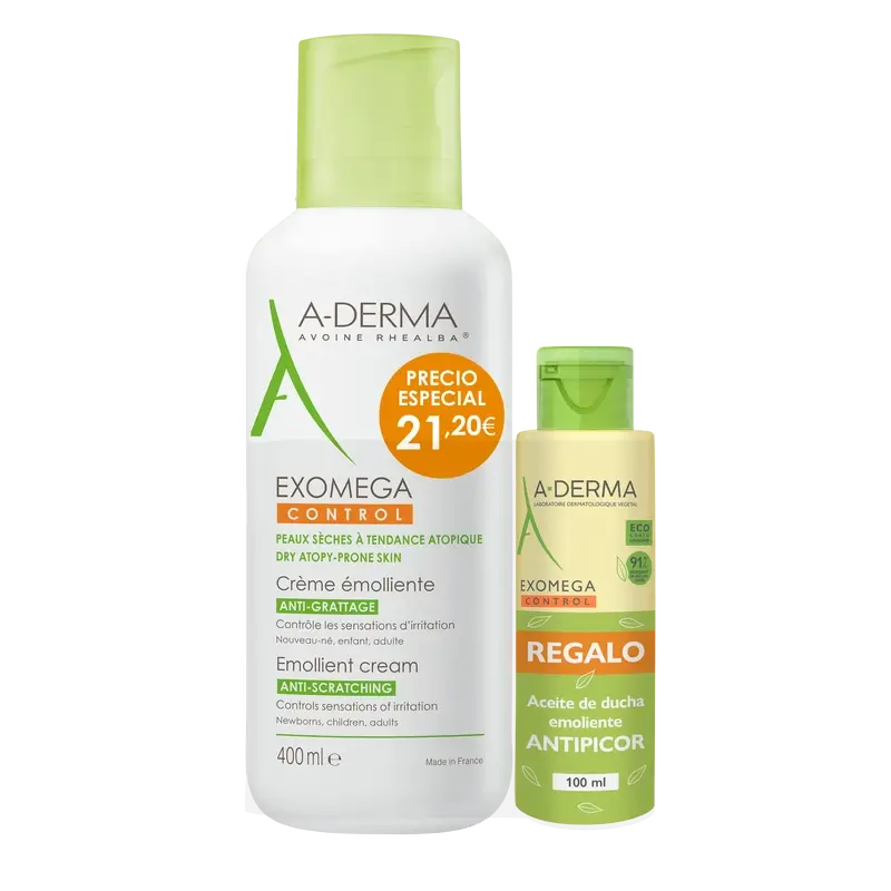 A-Derma Pack Exomega Control Cr 400 Ml + Óleo 100Ml