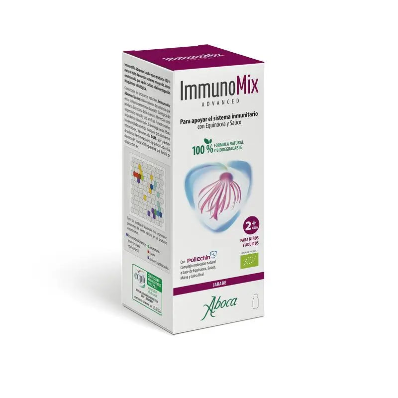 Aboca Immunomix Xarope Avançado para o Sistema Imunitário, Adultos e Crianças, Fórmula Natural, Malva, Sabugueiro e Mel, 210 g