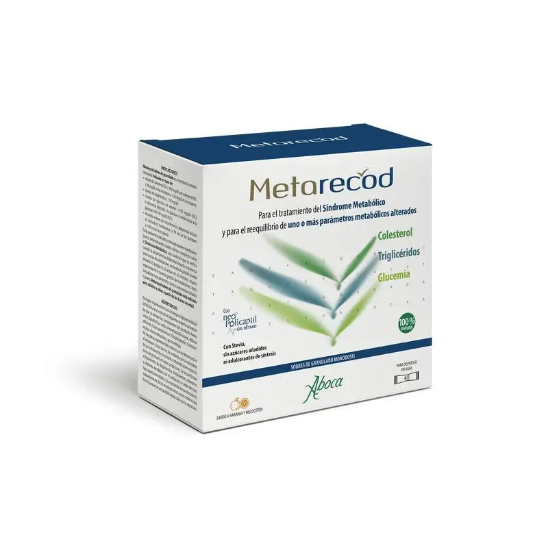 Aboca Metarecod Colesterol, Triglicéridos, Pico Glicémico, Tratamento do Síndrome Metabólico, 40 saquetas