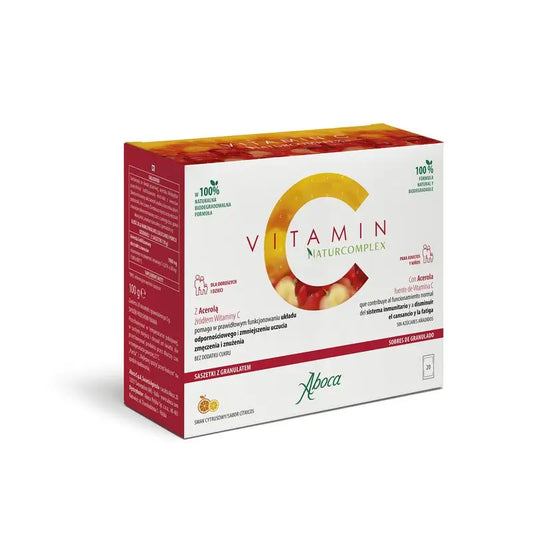 Aboca Vitamina C Naturcomplex Defesas Imunitárias, Acerola, Reduz a Fadiga e o Cansaço, Antioxidante, 20 saquetas