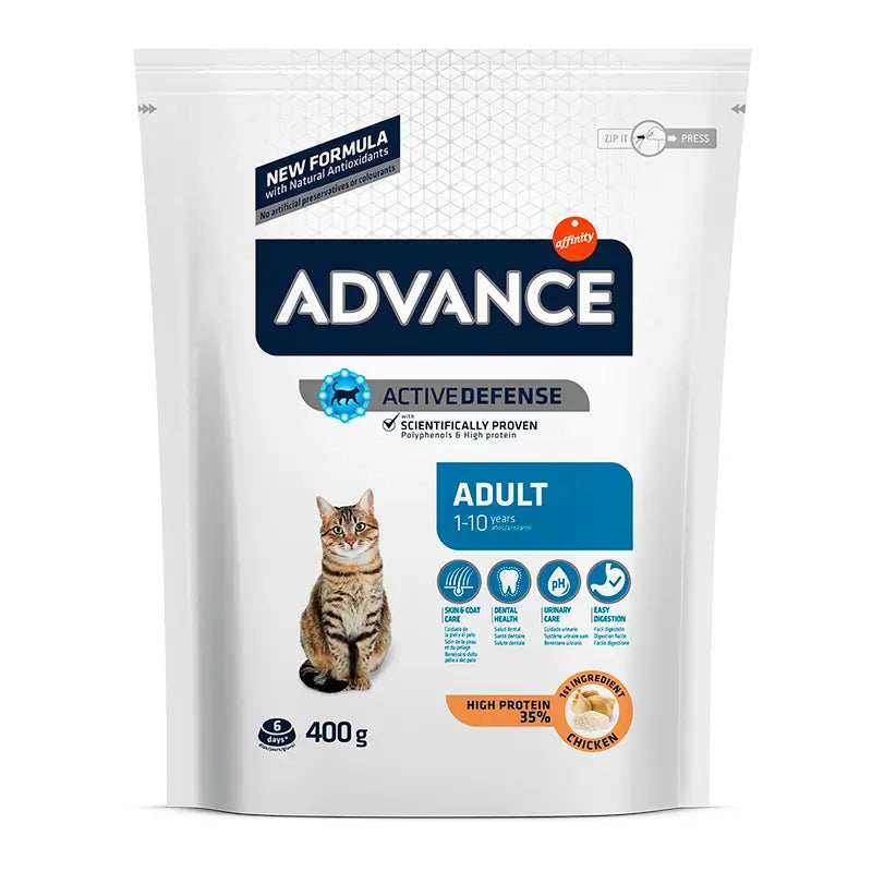 Advance Feline Adult Pollo Arroz 400Gr, pienso para gatos