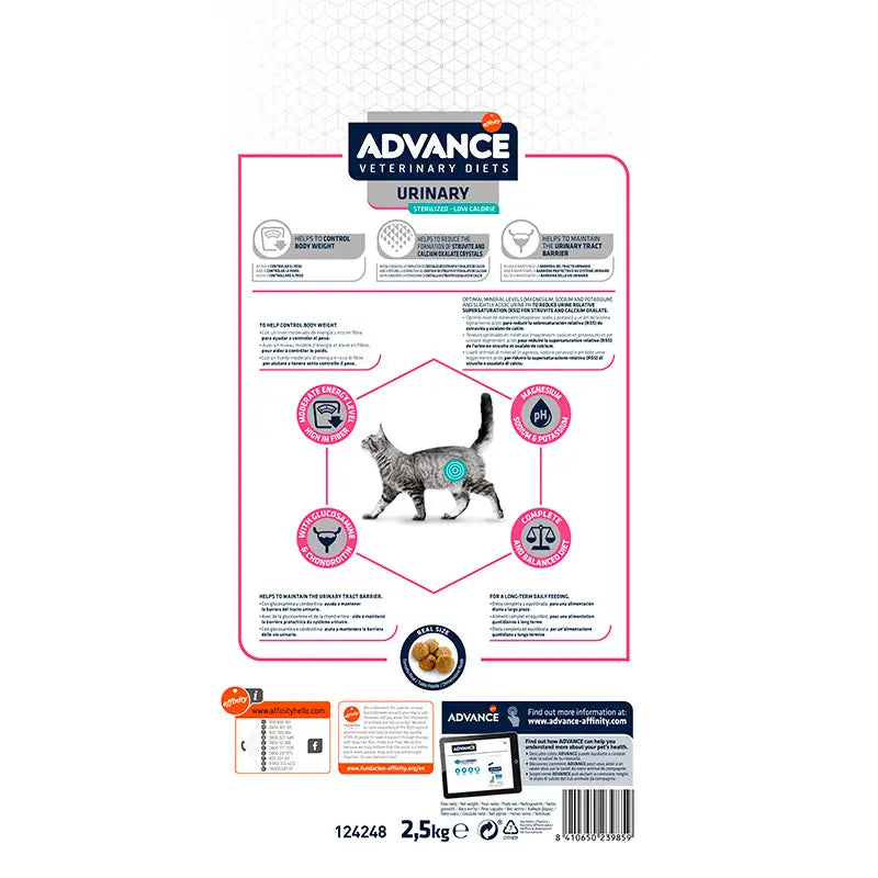 Advance Vet Feline Esterilizado Urinary Low 2,5Kg, pienso para gatos