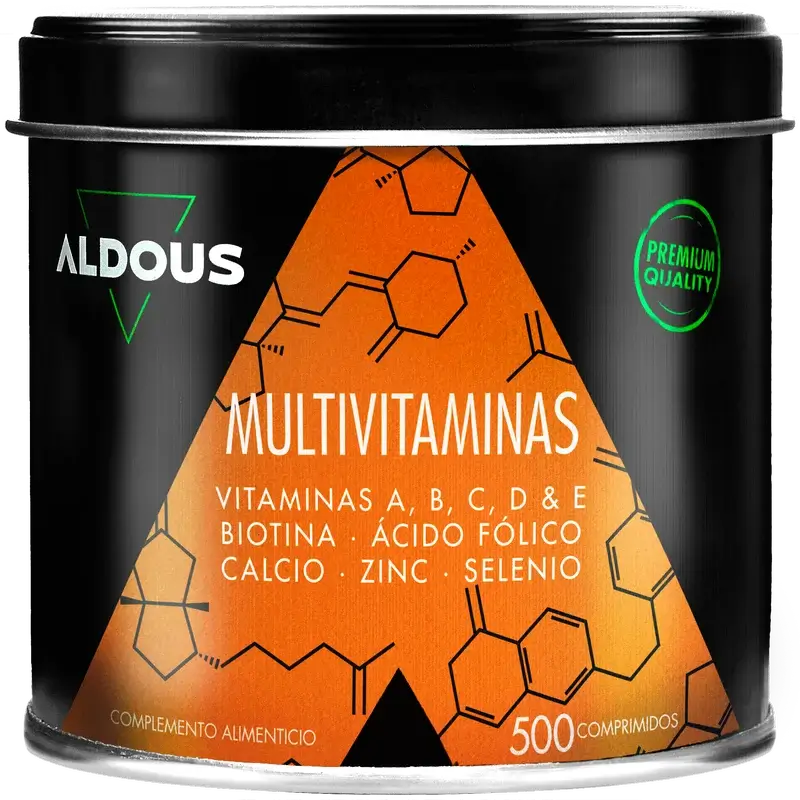 Aldous Bio Multivitamins Vitamina C, D, E, A, Vitaminas B, Biotina, Ácido Fólico, Cálcio, Zinco, Selénio , 500 comprimidos