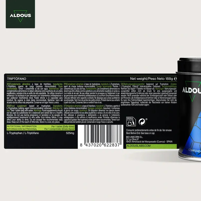 Aldous Bio Tryptophan Pure, 300 comprimidos