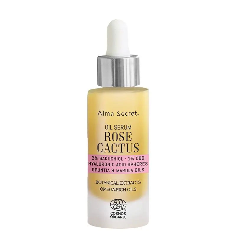 Alma Secret Rose Cactus Serum-Oil Com 2% Bakuchiol, 1% Cbd & A. Hyaluronic A.