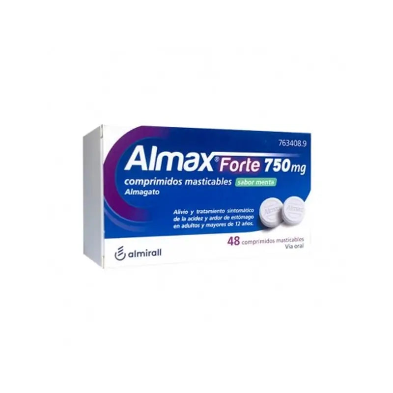 Almax 750 Mg sabor a hortelã-pimenta, 48 comprimidos para mastigar