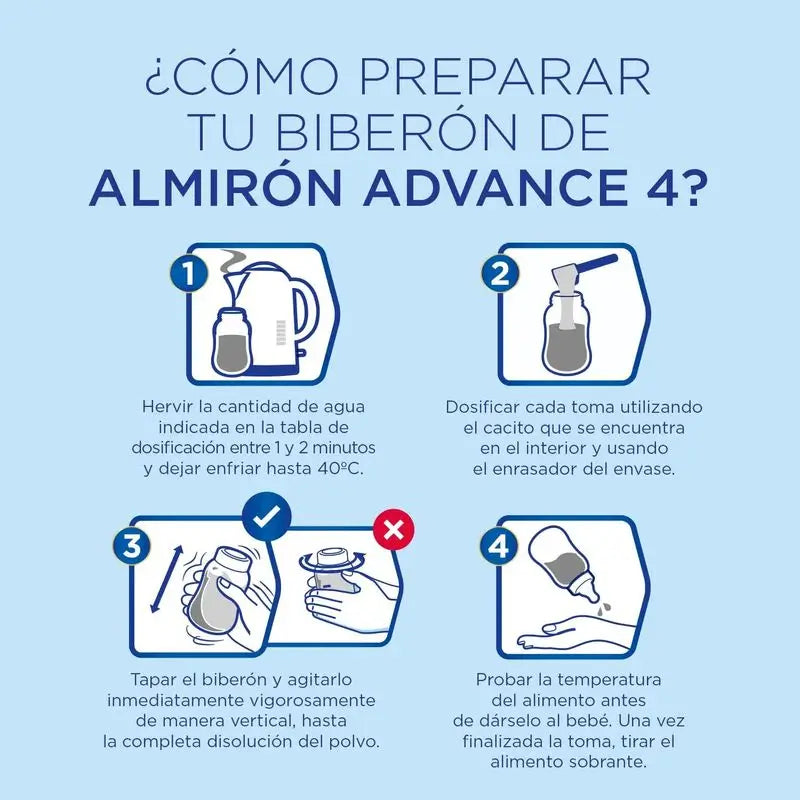 4 X Almiron Advance 4, Leite em pó para bebés a partir de 24 meses, 800g