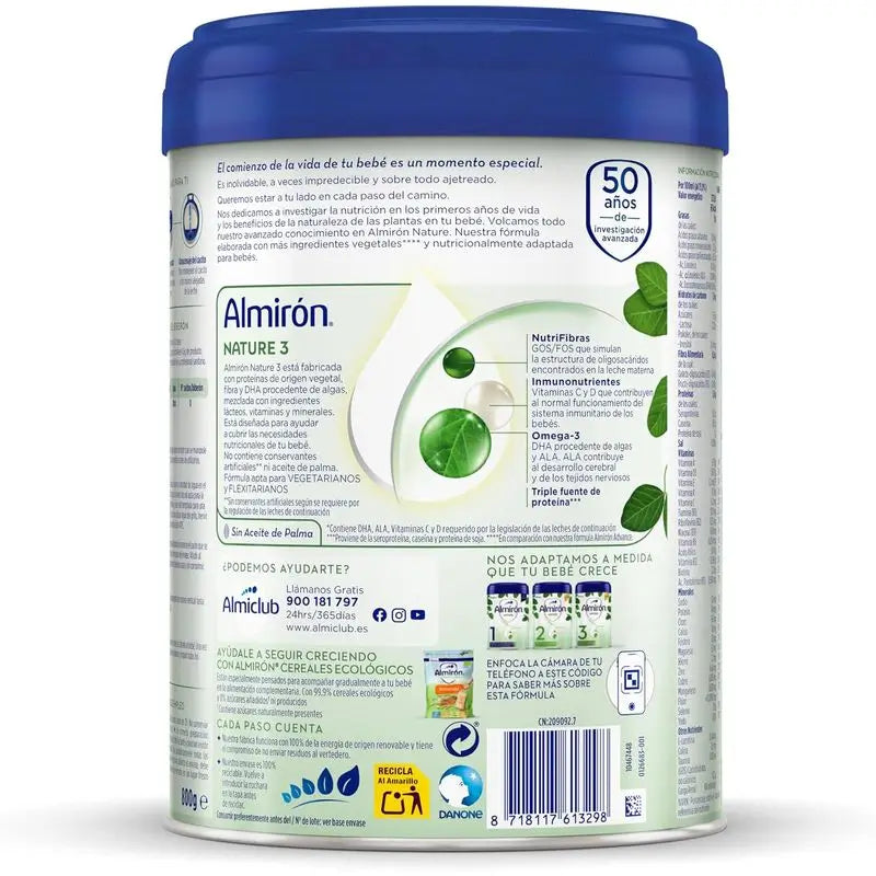 Almiron Nature 3 Leite em Pó para Cultivo, a partir de 12 meses, 800g