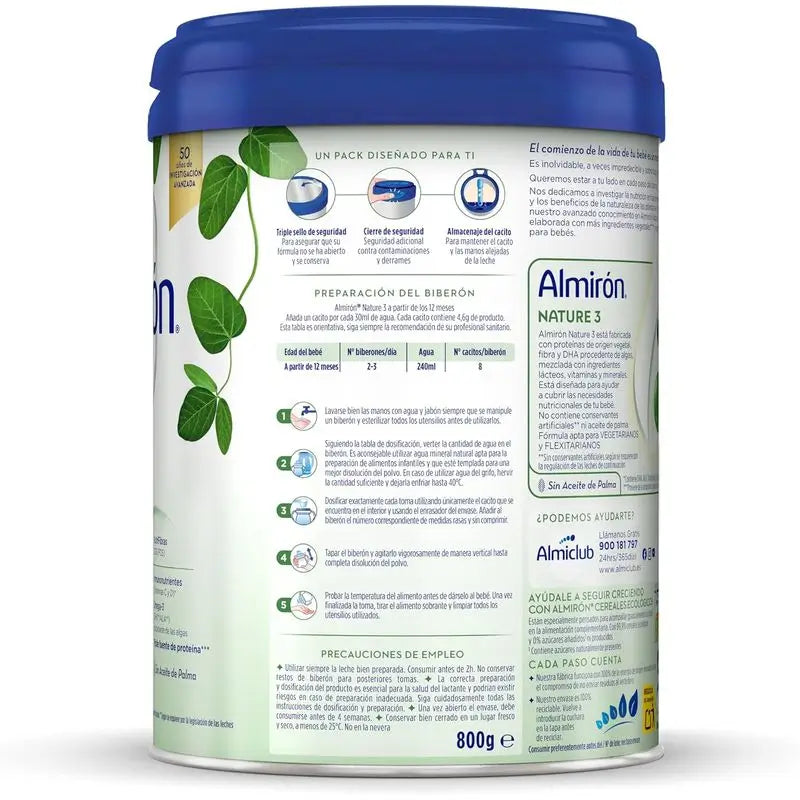 Almiron Nature 3 Leite em Pó para Cultivo, a partir de 12 meses, 800g