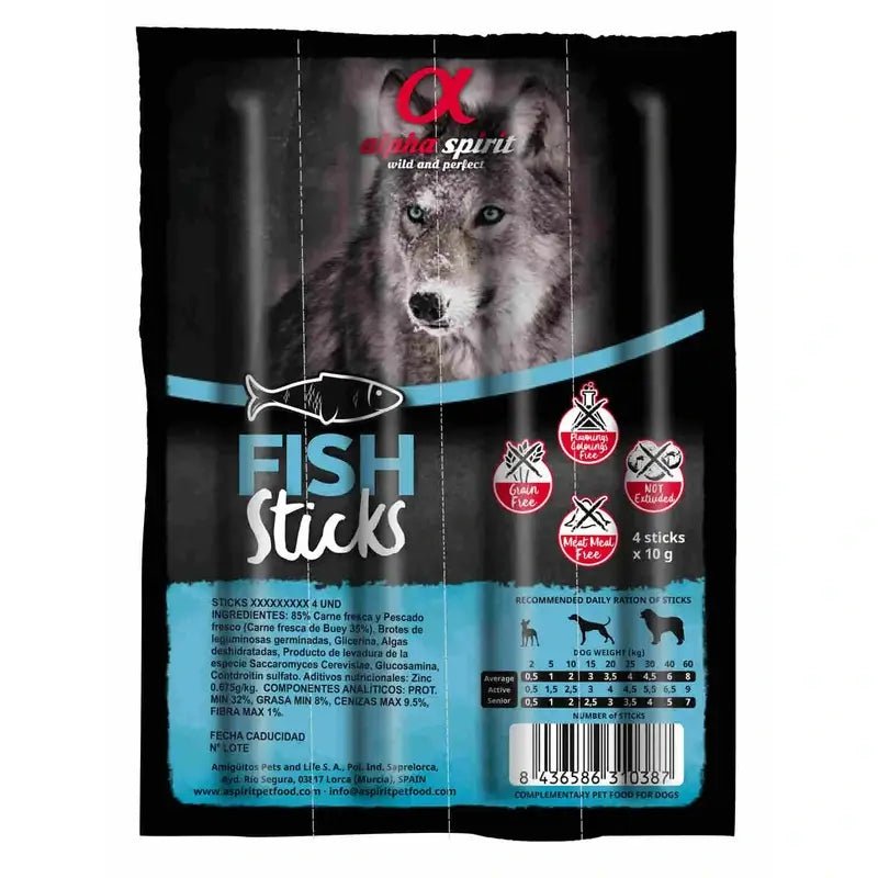 Alpha Spirit Canine Fish Sticks 16X4Porções