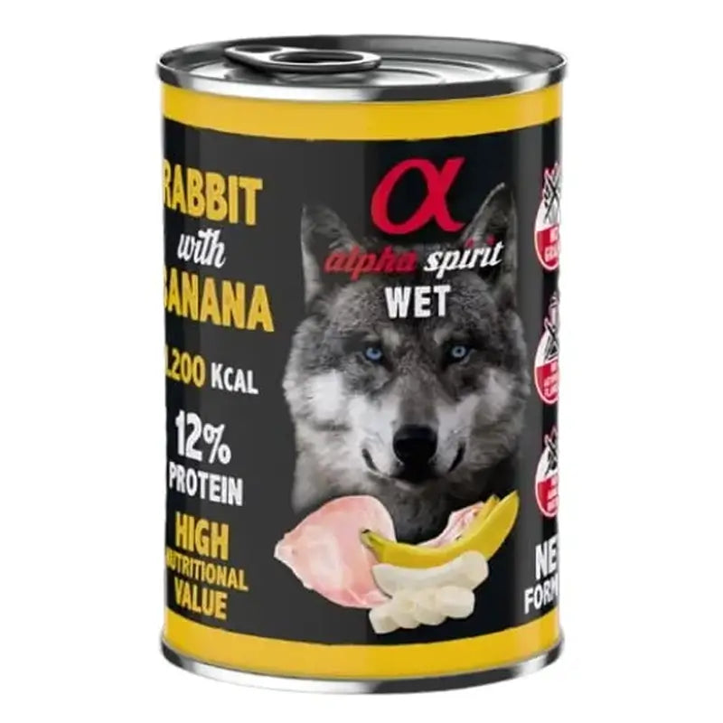 Alpha Spirit Coelho Canino com Banana 6X400Gr