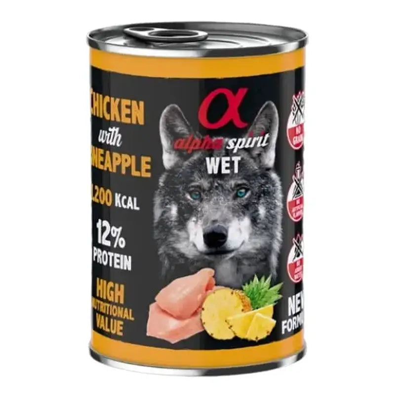 Alpha Spirit Alpha Spirit Canine Frango com Ananás Lata 6X400Gr