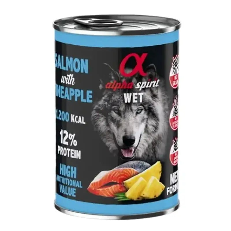 Alpha Spirit Alpha Spirit Salmão Canino com Ananás Lata 6X400Gr