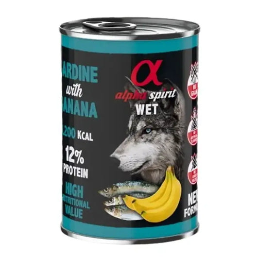 Alpha Spirit Sardinha Canina com Banana em lata 6X400Gr