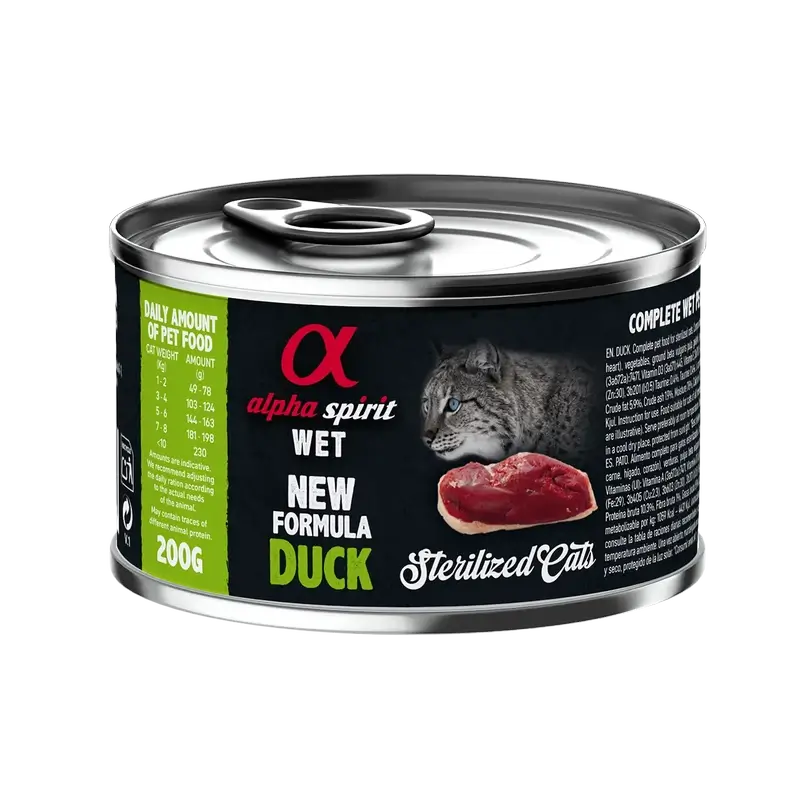 Alpha Spirit Alpha Spirit Feline Sterilised Duck Canned Box 6X200Gr