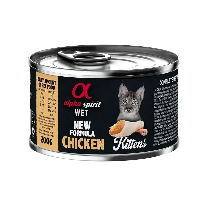 Alpha Spirit Alpha Spirit Feline Kitten Frango Caixa de Lata 6X200Gr