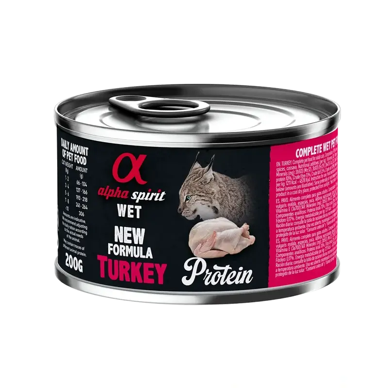 Alpha Spirit Alpha Spirit Feline Turkey Canned Box 6X200Gr