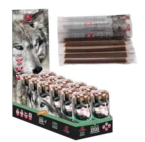 Alpha Spirit Canine Ristra Pato Caja 12X160Gr, snack para perros