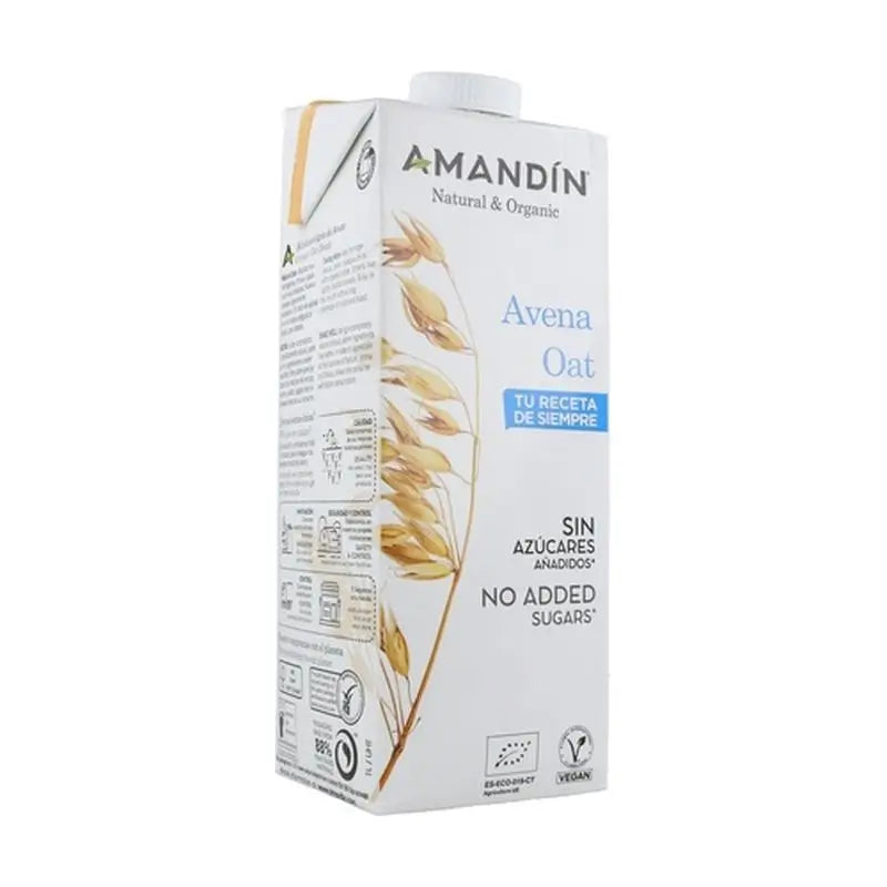 Amandin Bebida Vegetal de Aveia 0% Açúcares 1Lt 6Pcs. Bio