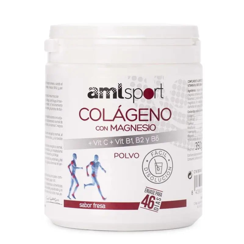 Amlsport Colageno Con Magnesio + Vit C B1 B2 B6 Fresa , 350 gr