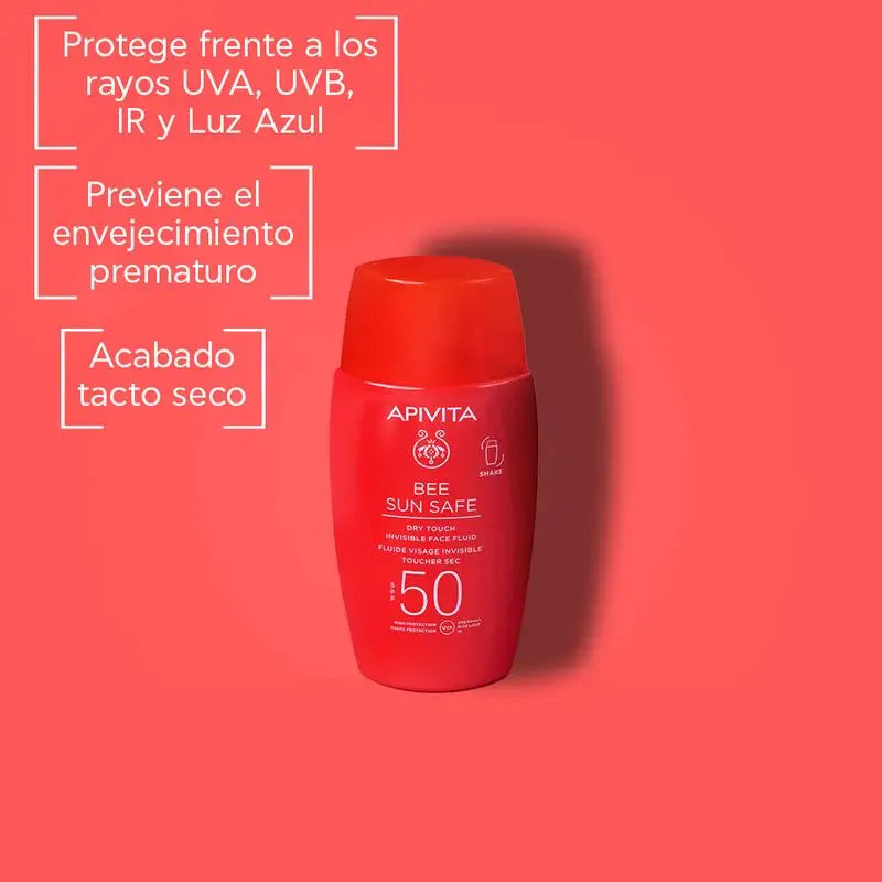 APIVITA Fluido Facial Invisível Toque Seco SPF 50, 50 ml