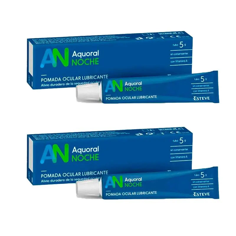 Aquoral Pack Noche Pomada Ocular Lubricante, 2 x 5 Gr