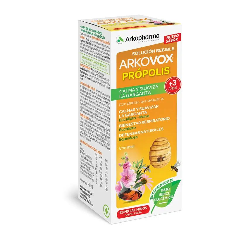 Arkovox Própolis Fresa Solución Bebible 140ml Arkopharma