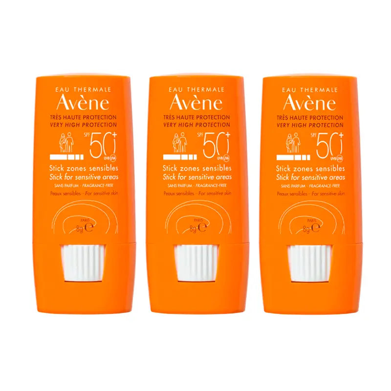 Avene Triplo Stick Stick Solar Spf 50+ Zonas Sensíveis 8 Gr