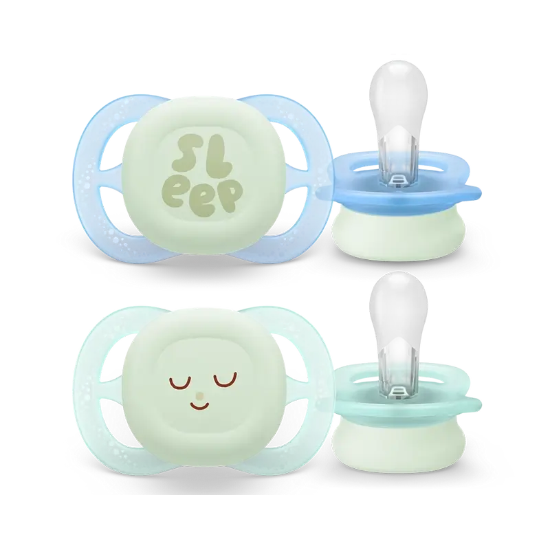 Avent Pacifier 2 Ultra Start Nighttime Pacifiers 0-2M Toddler, 2 unidades