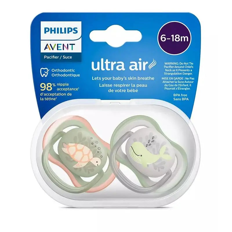 Avent Chupetes Ultra Air 6-18 Meses Niño , 2 unidades