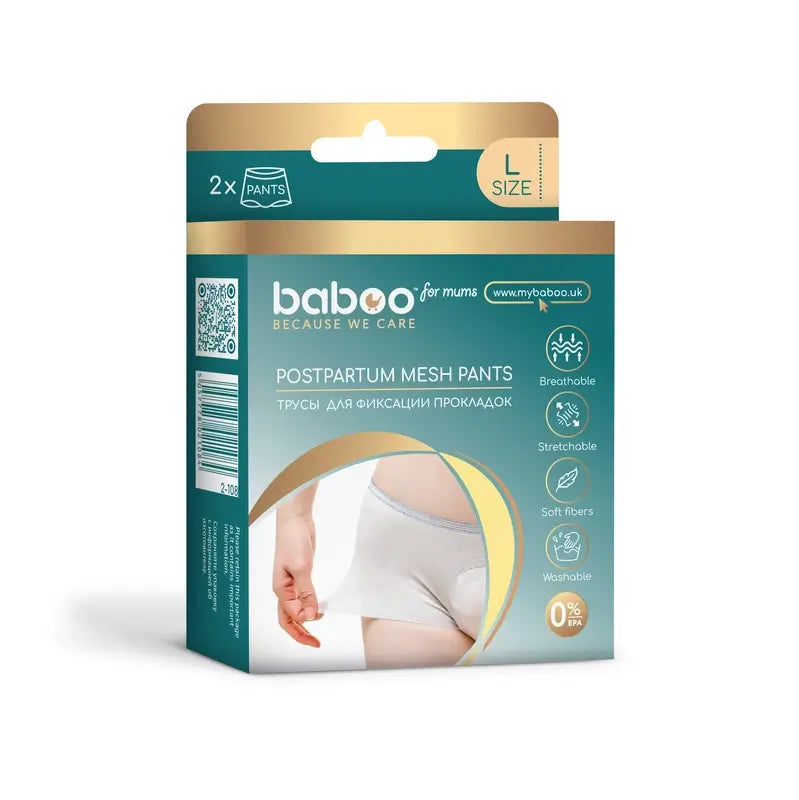 Baboo Meia-calça de malha descartável para recuperação pós-parto Tamanho grande, 2 peças